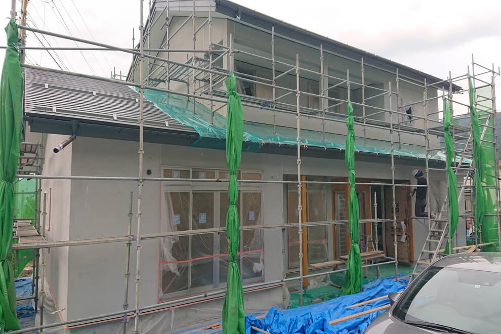 外壁モルタル塗りが完了しました 株式会社 中沢工務店 長野県北信地域の新築 リフォーム リノベーション
